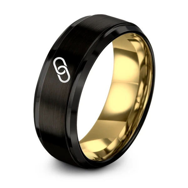 Yellow Gold Black Tungsten