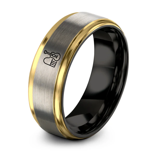 Yellow Gold Black Grey Tungsten