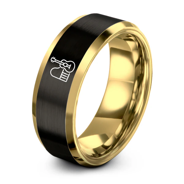 Yellow Gold Black Tungsten